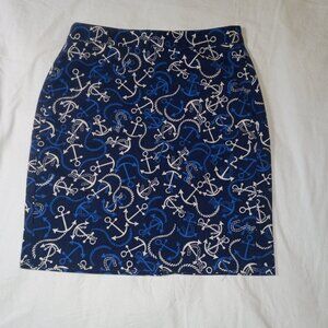 Banana Republic Women’s Cotton Skirt Blue/White Nautical Anchor
